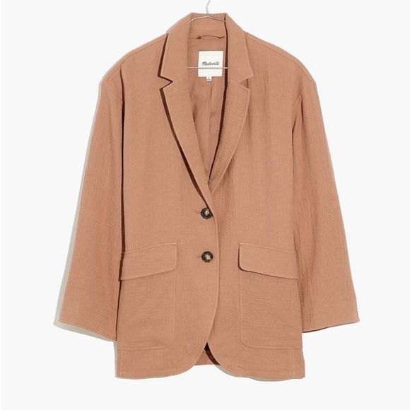 Madewell Jackets & Blazers - Madewell Tan- Cotton Linen Blend Relaxed Larsen Blazer-Size XL